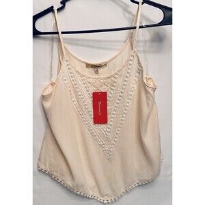 🤍 NWT Demeanor Ivory Boho Cami Tank Top Small Crochet Lace Rayon Flowy Boutique